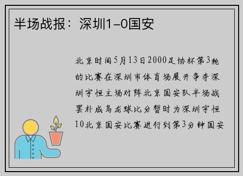 半场战报：深圳1-0国安